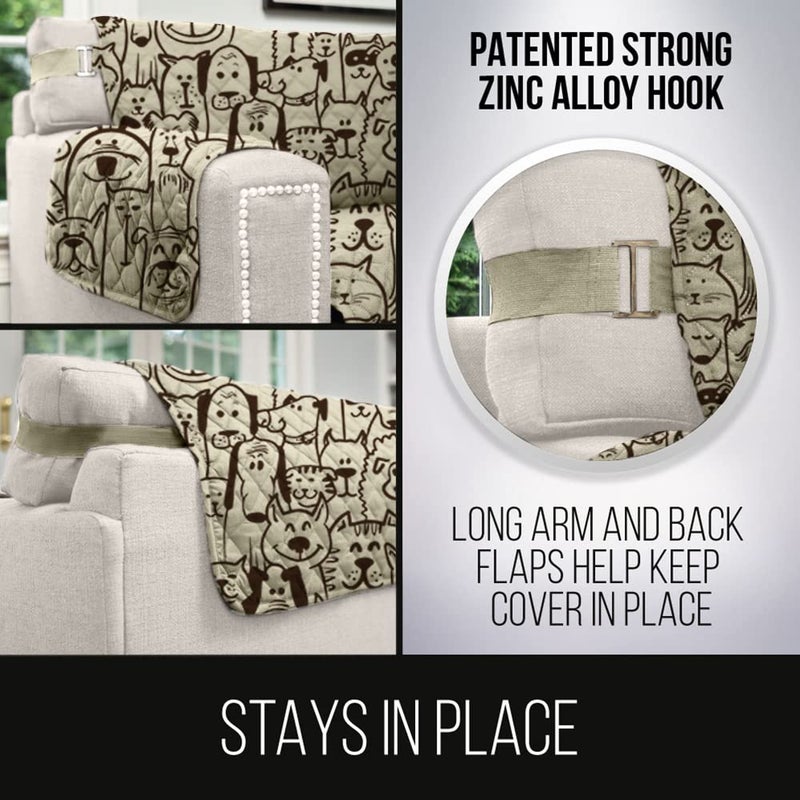 Sofa Shield Couch Slip Cover with Patented Strap, Cushion Protector, US Designed Reversible Stain and Dog Tear Resistant Slipcover, 70 inch Seat, Washable Covers for Dogs Pets, Chocolate - Image 4